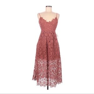 Astr Casual Lace Dress brown spaghetti strap Small